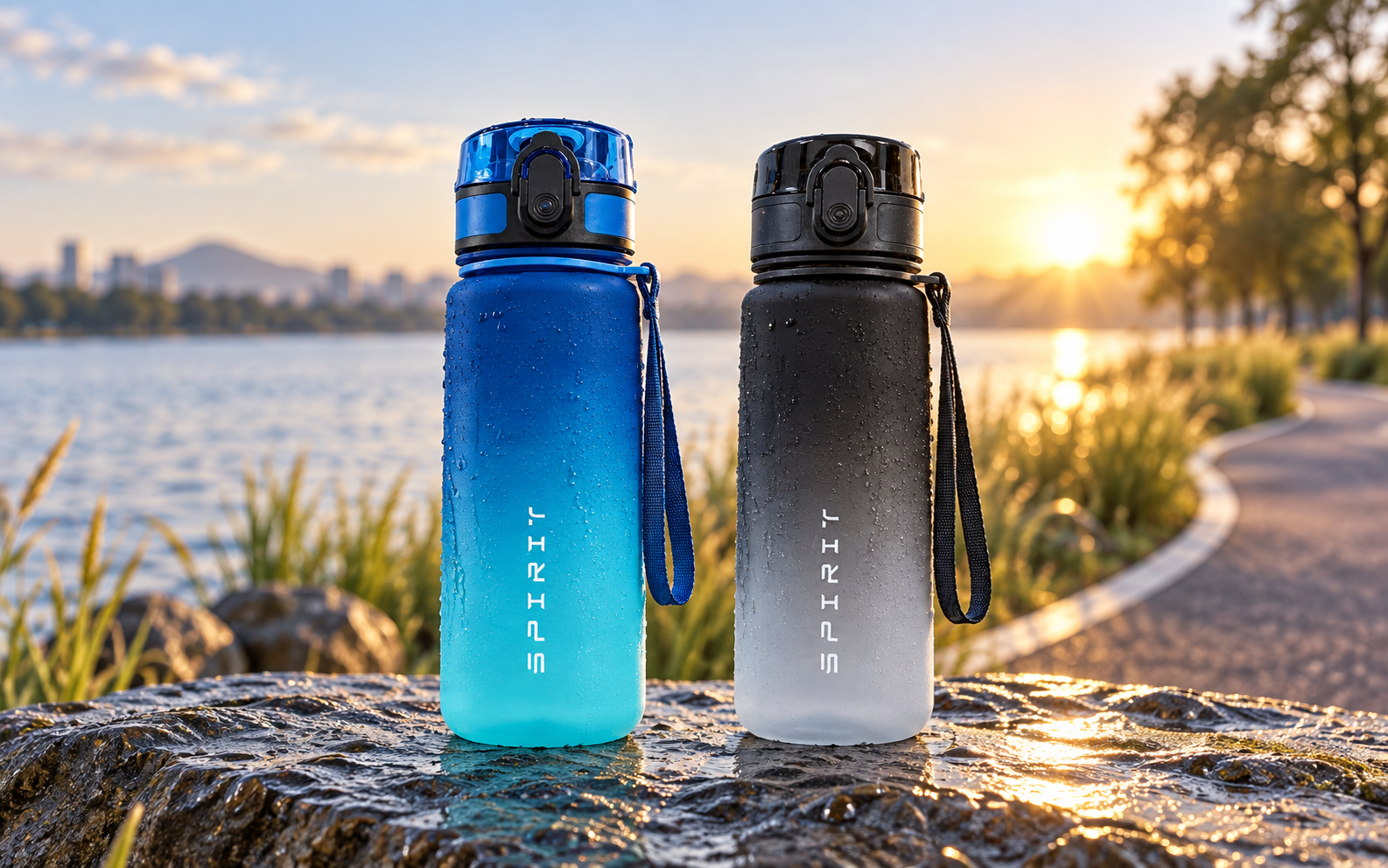 Gourdes de sport SPIRIT au bord de l’eau